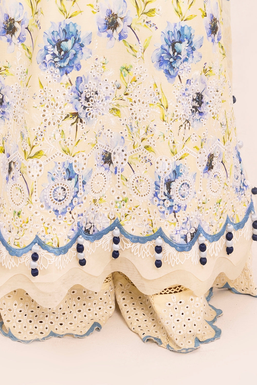 3 Piece Unstithed Embroidered Lawn Suit with Printed Chiffon Dupatta BM-42036