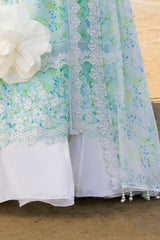 3 Piece Unstithed Embroidered Lawn Suit with Printed Chiffon Dupatta BM-42033