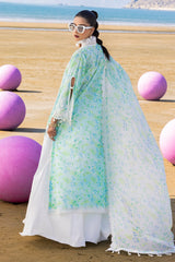 3 Piece Unstithed Embroidered Lawn Suit with Printed Chiffon Dupatta BM-42033