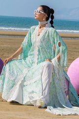 3 Piece Unstithed Embroidered Lawn Suit with Printed Chiffon Dupatta BM-42033