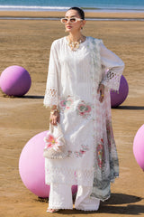 3 Piece Unstithed Embroidered Lawn Suit with Printed Chiffon Dupatta BM-52032