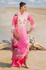 3 Piece Unstithed Embroidered Lawn Suit with Printed Chiffon Dupatta BM-52029