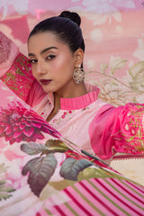 3 Piece Unstithed Embroidered Lawn Suit with Printed Chiffon Dupatta BM-52029
