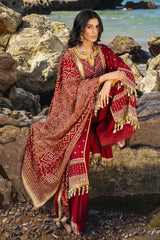 3 Piece Unstitched Embroidered Lawn Suit with Gold Lacquer Embroidered Printed Chiffon Dupatta BM-52018