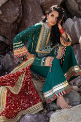 3 Piece Unstitched Embroidered Lawn Suit with Zari Sequins Embroidered Chiffon Dupatta BM-52024