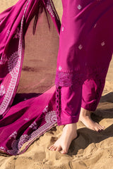 3 Piece Unstithed Embroidered Lawn Suit with Embroidered Denting Lawn Dupatta DN-52014