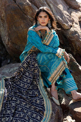 3 Piece Unstitched Embroidered Lawn Suit with Zari Sequins Embroidered Chiffon Dupatta BM-52021