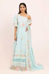 3 Piece Unstithed Embroidered Lawn Suit with Embroidered Denting Lawn Dupatta DN-52024