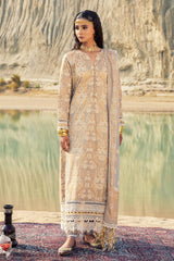 3 Piece Unstitched Gold and Lacquer Printed Lawn Suit CL-52358-A