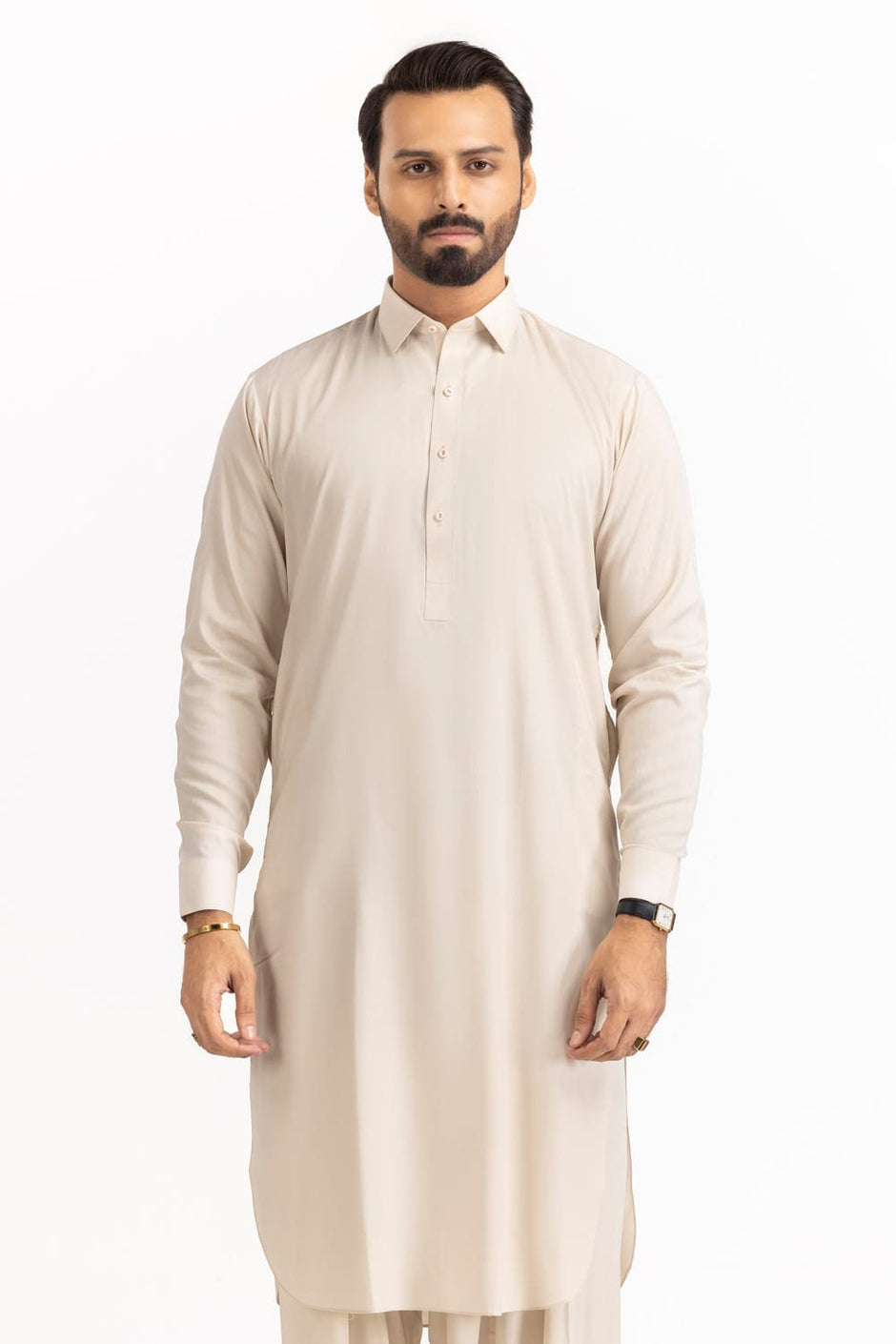 White Gold Unstitched Fabric Blended-LF