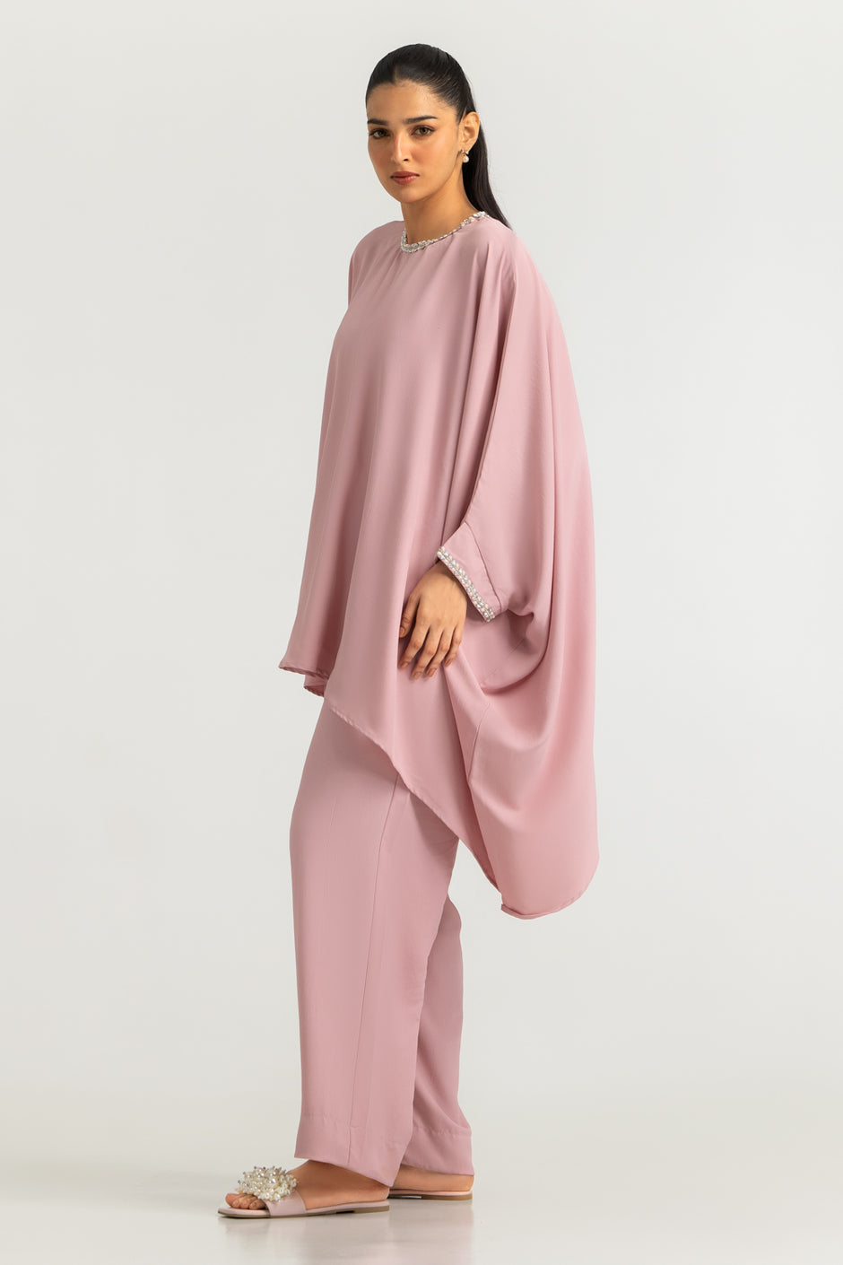 3PC Blended Dyed Shirt And Trouser With Scarf