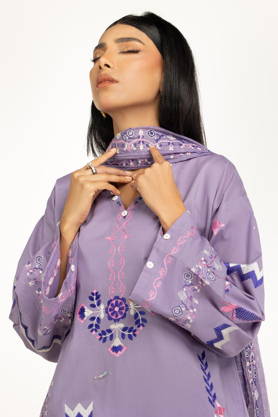 3PC Cambric Embroidered Suit