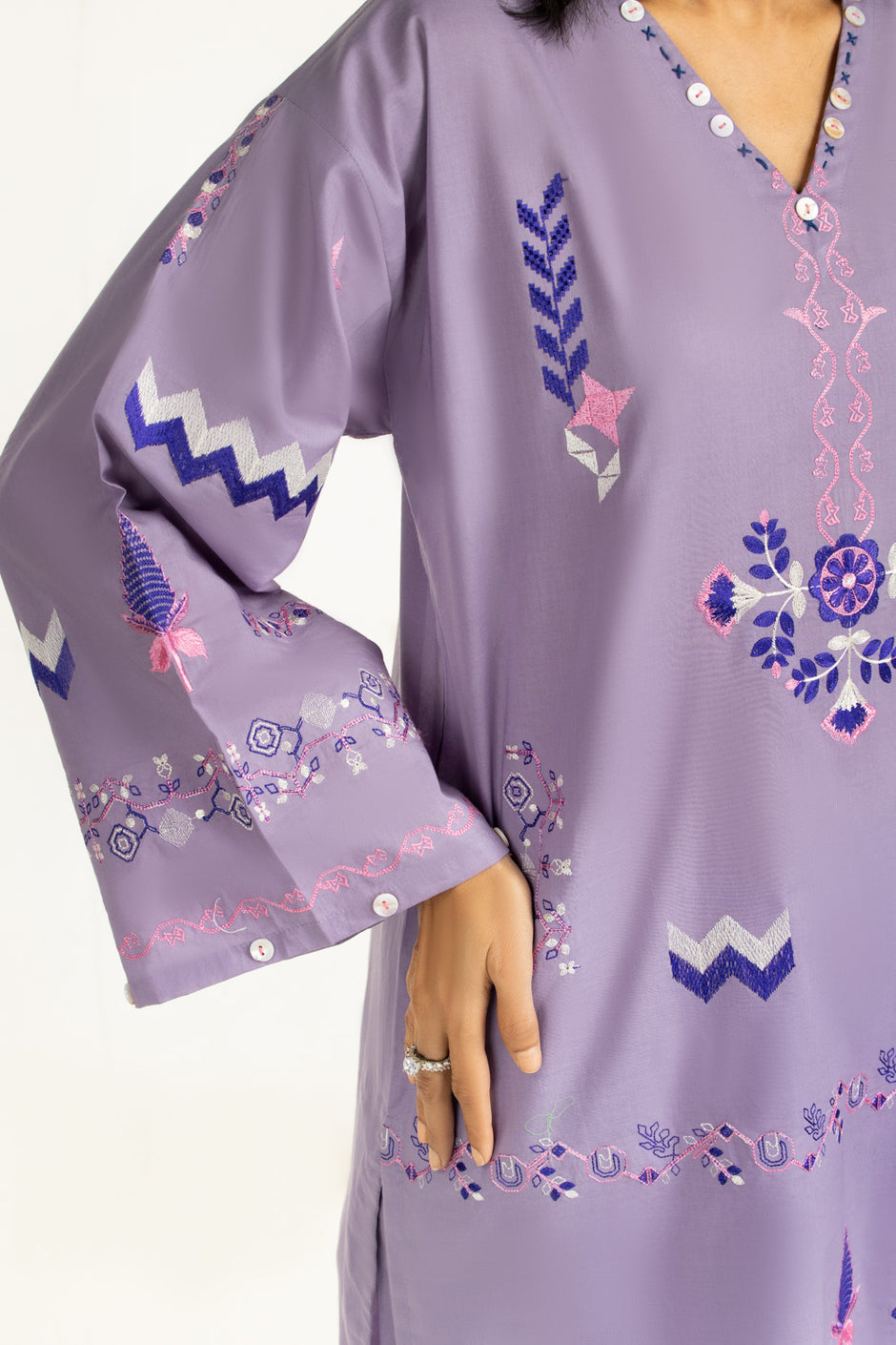 3PC Cambric Embroidered Suit