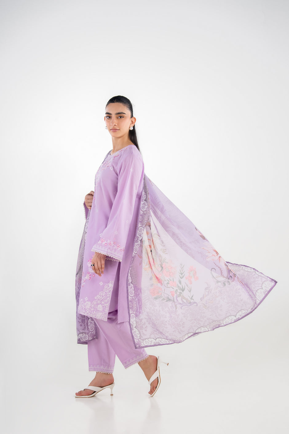3PC Cambric Embroidered Suit