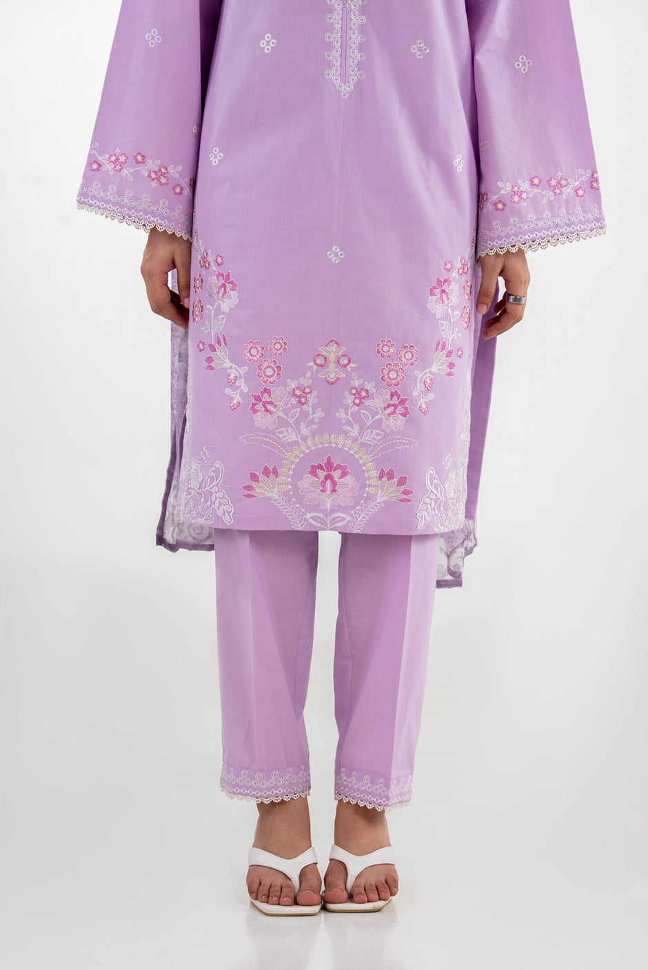 3PC Cambric Embroidered Suit