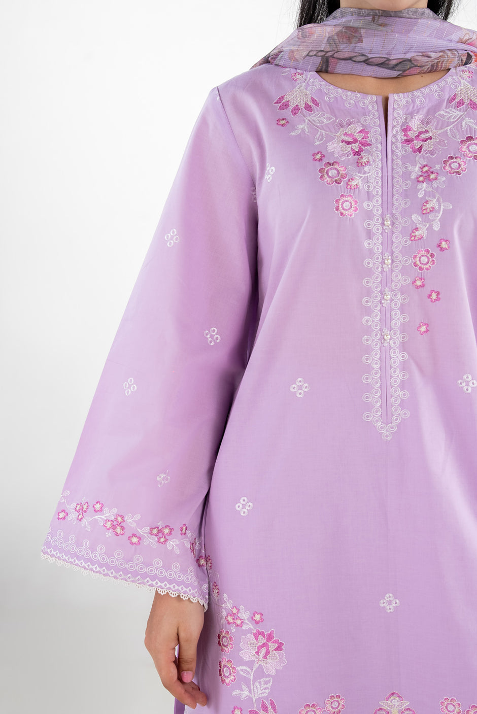 3PC Cambric Embroidered Suit