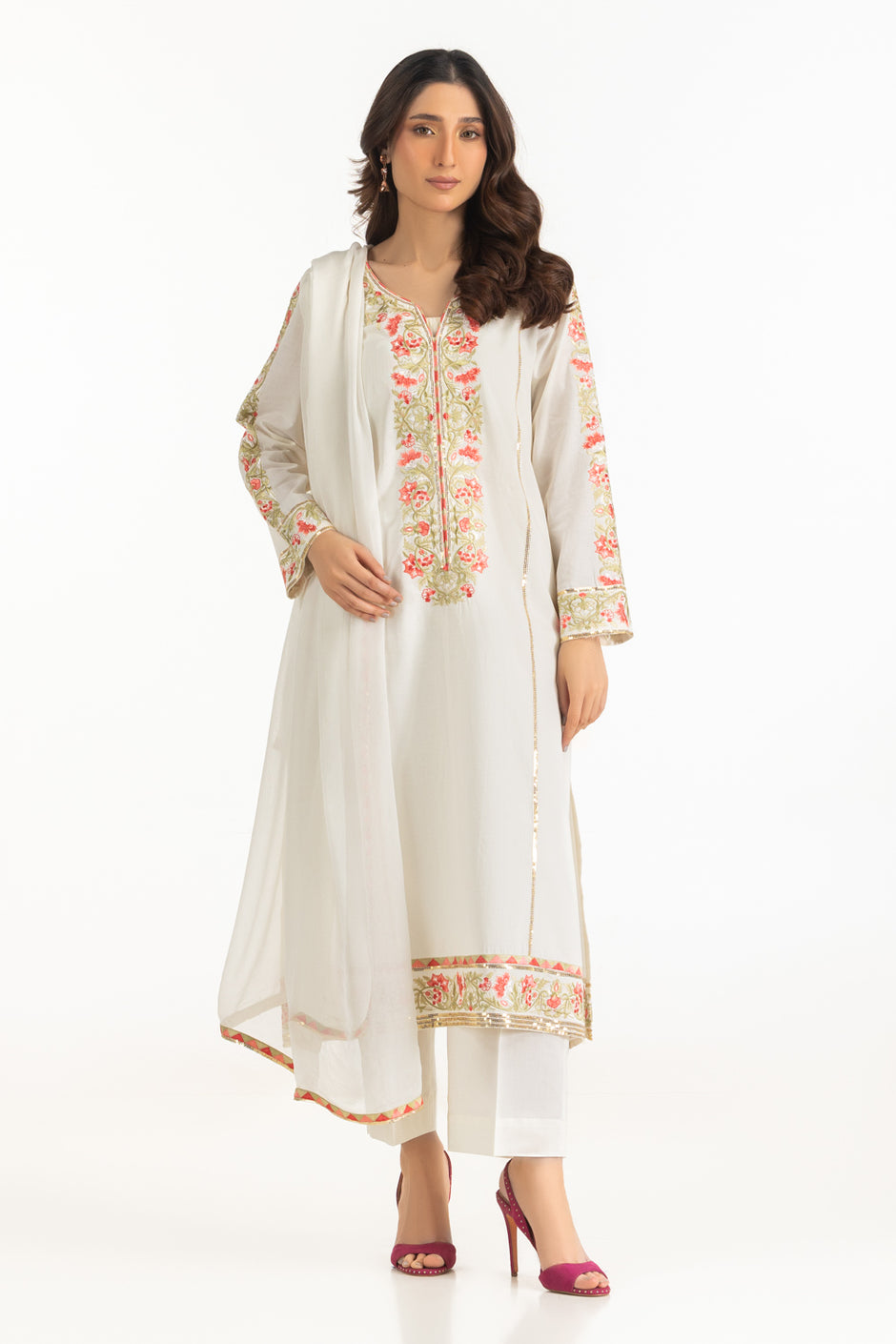 3PC Cambric Embroidered Suit IPSTD-77440