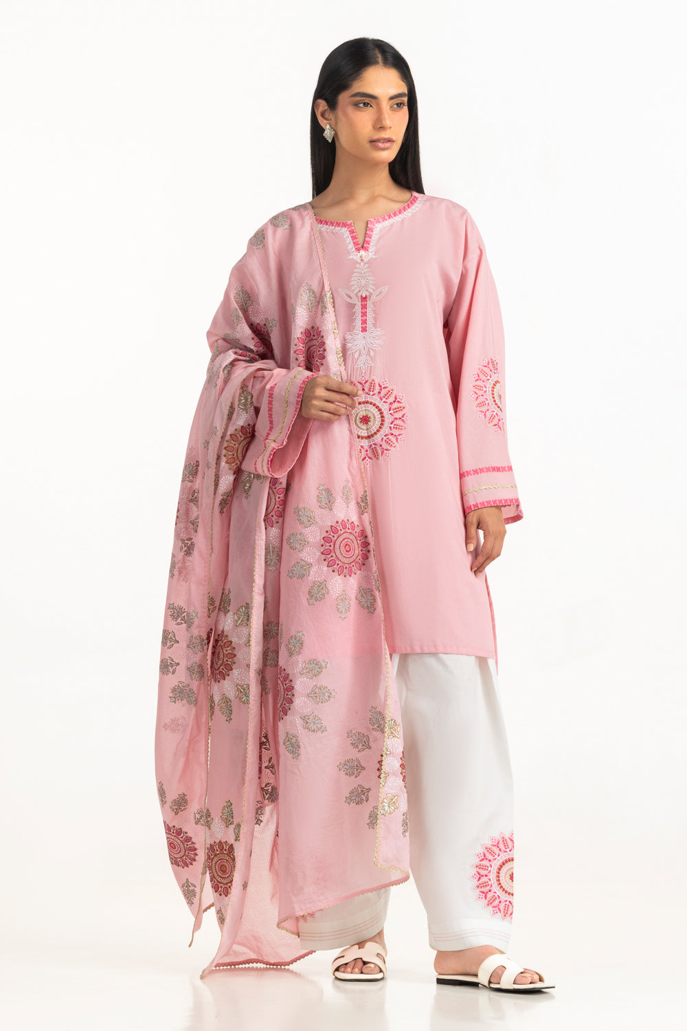 3PC Cambric Embroidered Suit