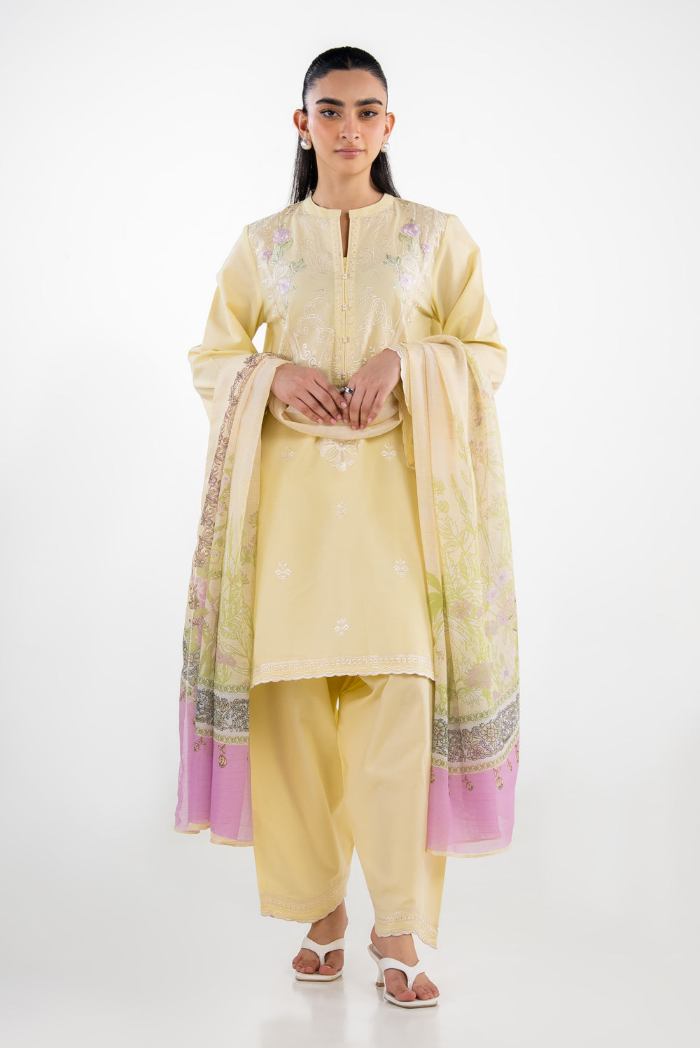 3PC Cambric Embroidered Suit IPSTD-77536