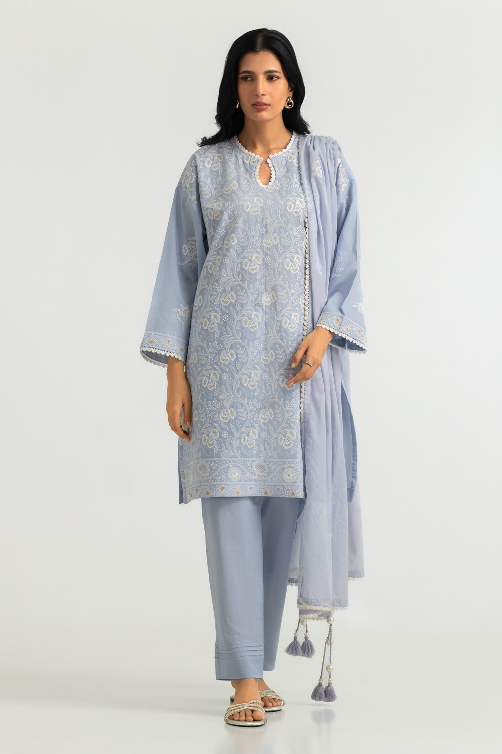 3PC Cambric Embroidered Suit