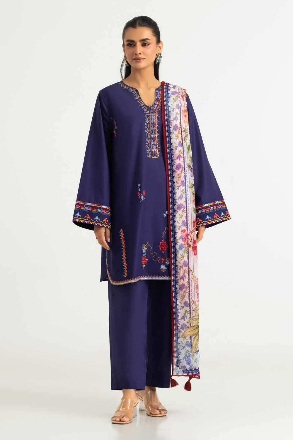 3PC Cambric Embroidered Suit