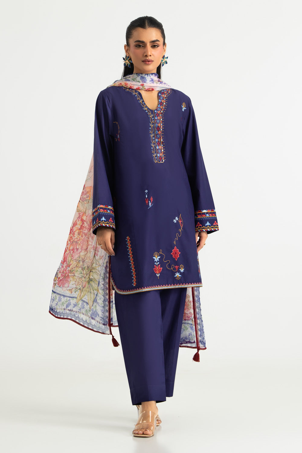 3PC Cambric Embroidered Suit