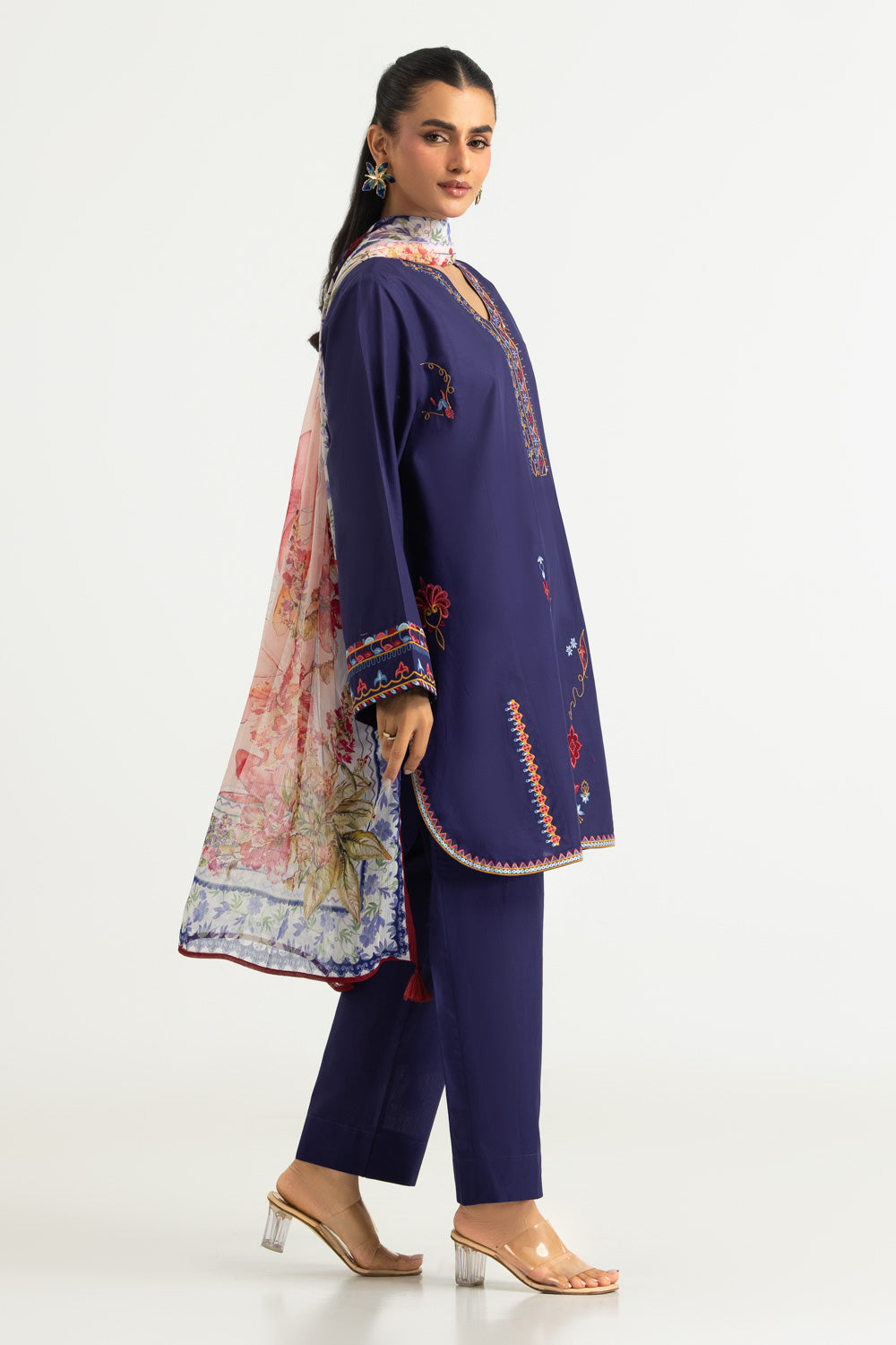 3PC Cambric Embroidered Suit