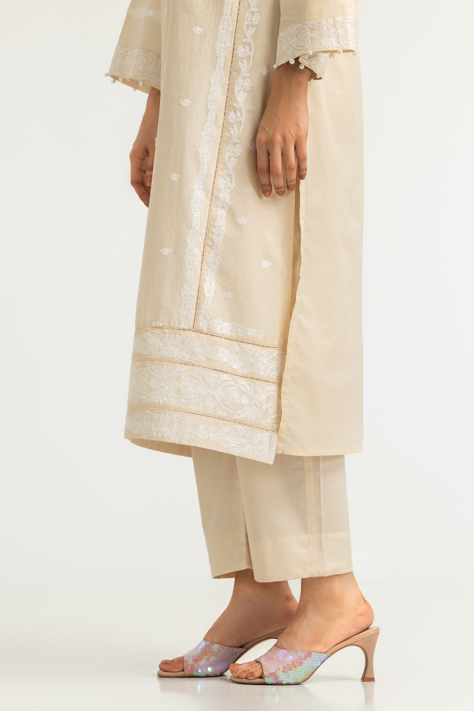 3PC Cambric Embroidered Suit