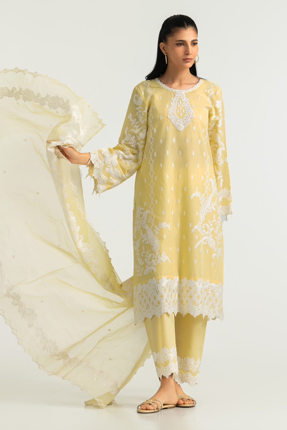 3PC Cambric Embroidered Suit