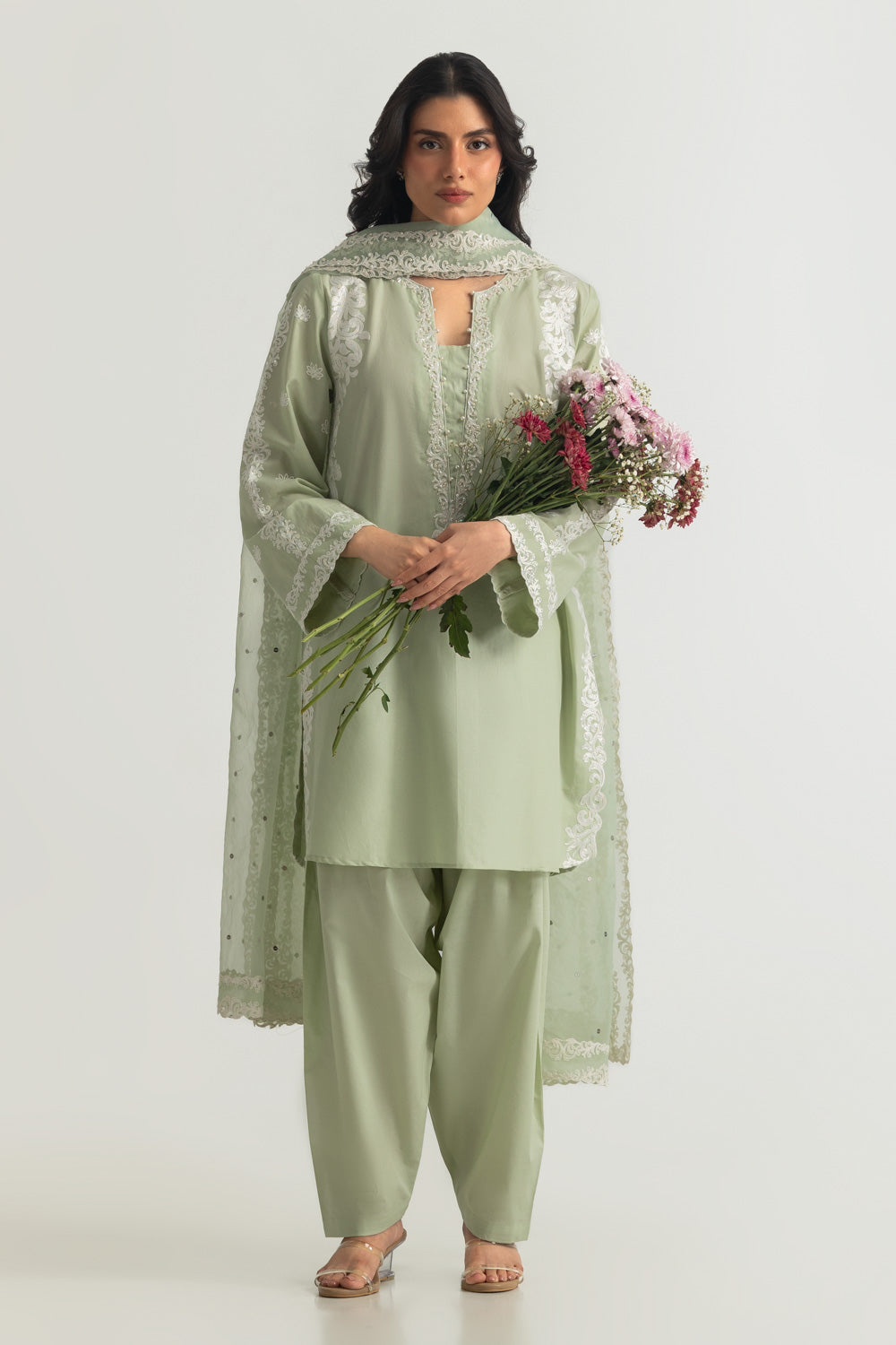 3PC Cambric Embroidered Suit