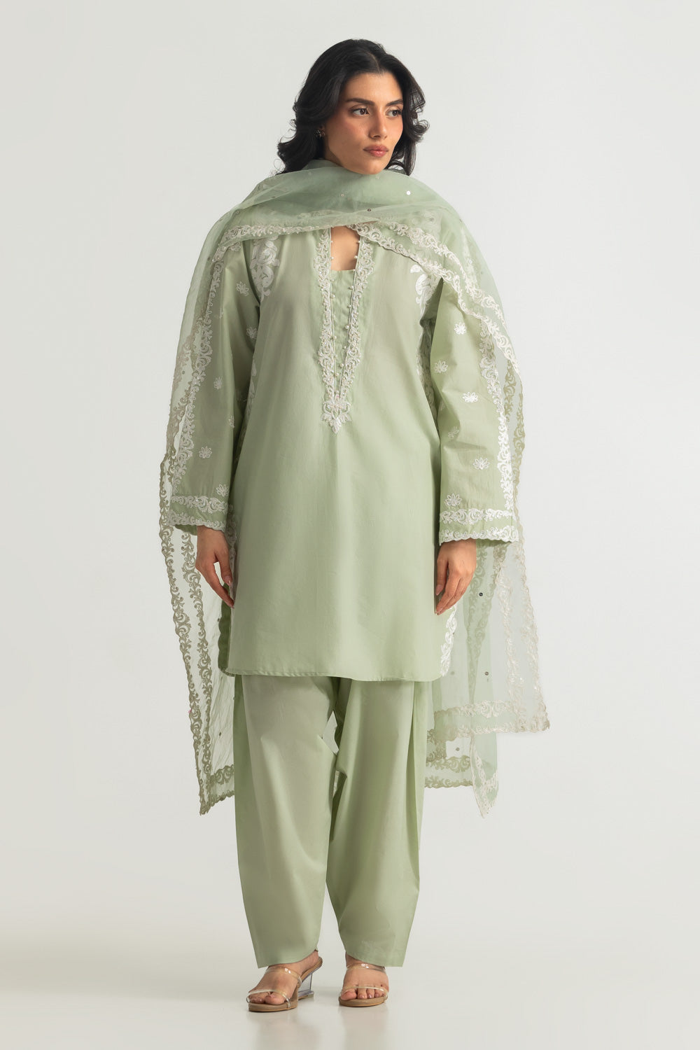 3PC Cambric Embroidered Suit