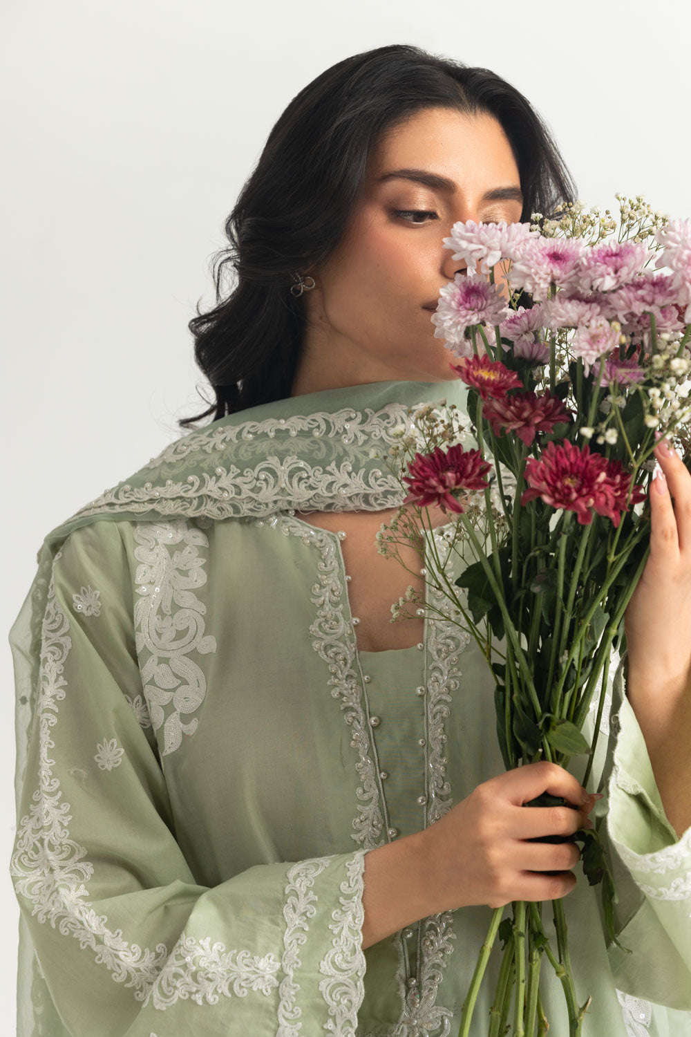 3PC Cambric Embroidered Suit