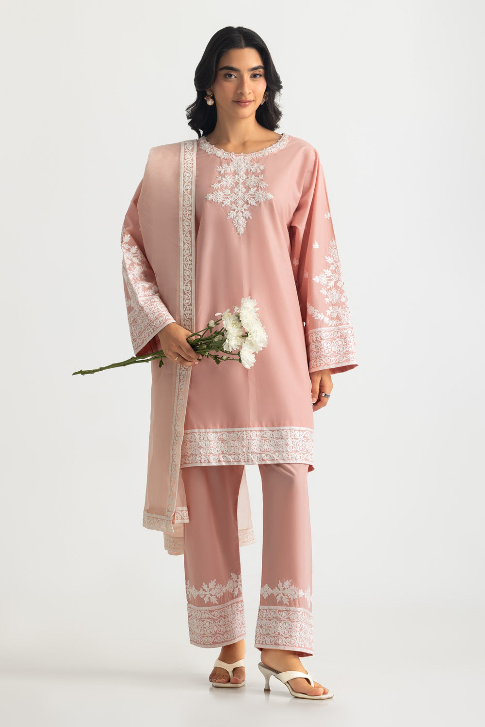 3PC Cambric Embroidered Suit