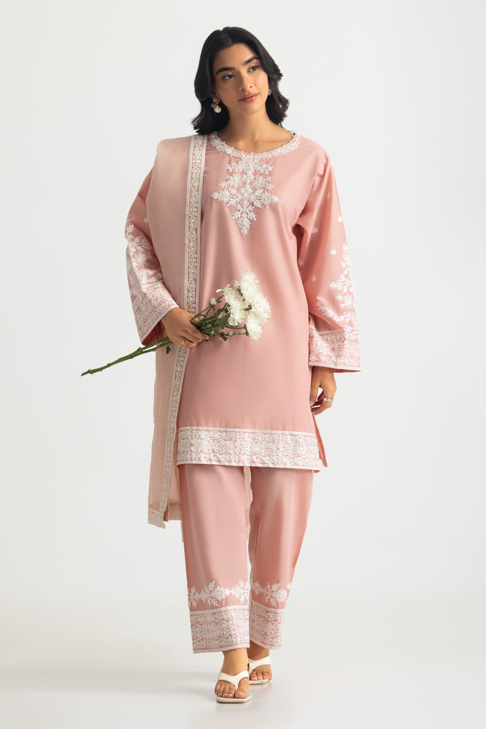 3PC Cambric Embroidered Suit