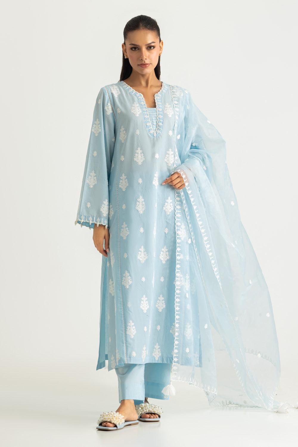3PC Cambric Embroidered Suit