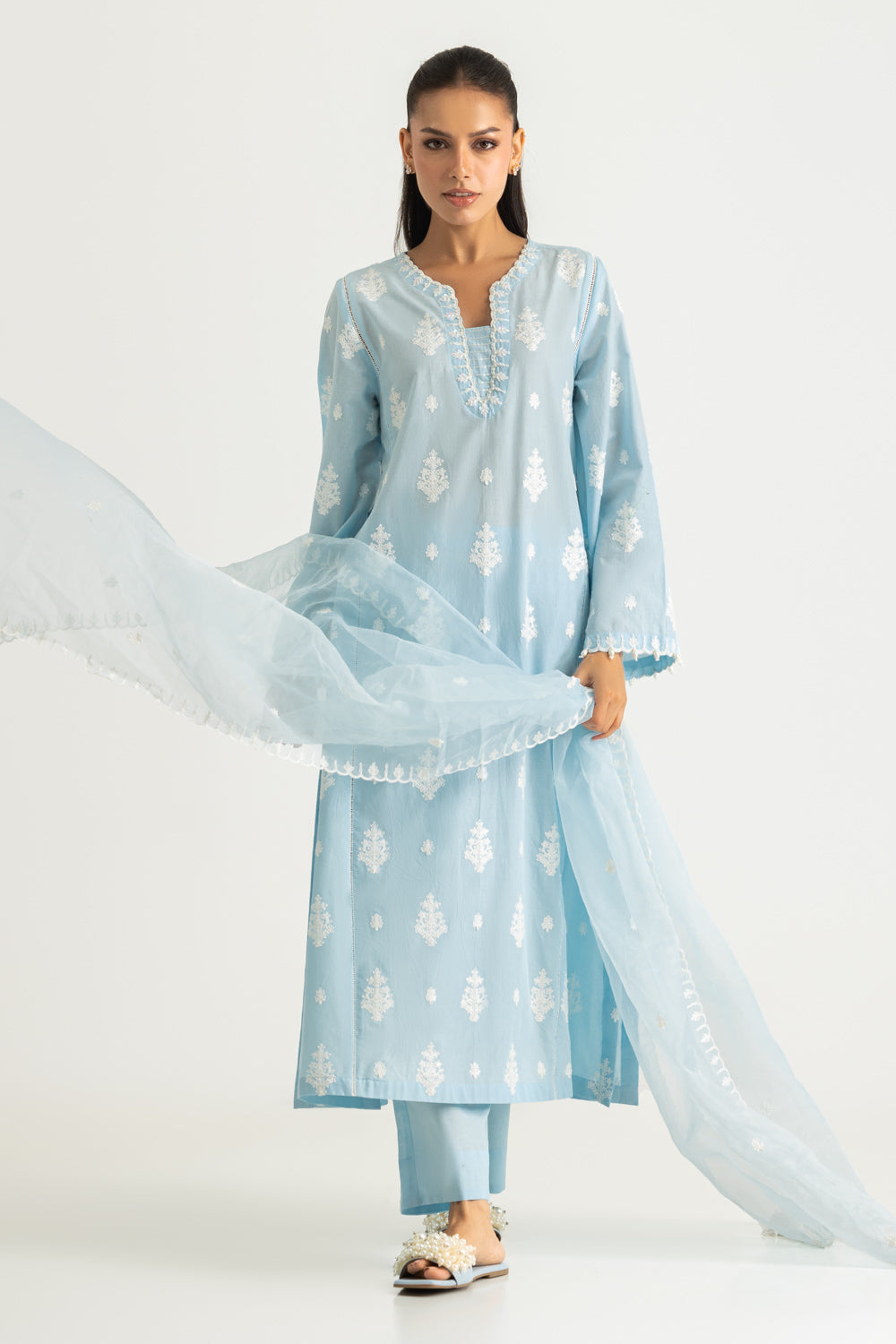 3PC Cambric Embroidered Suit