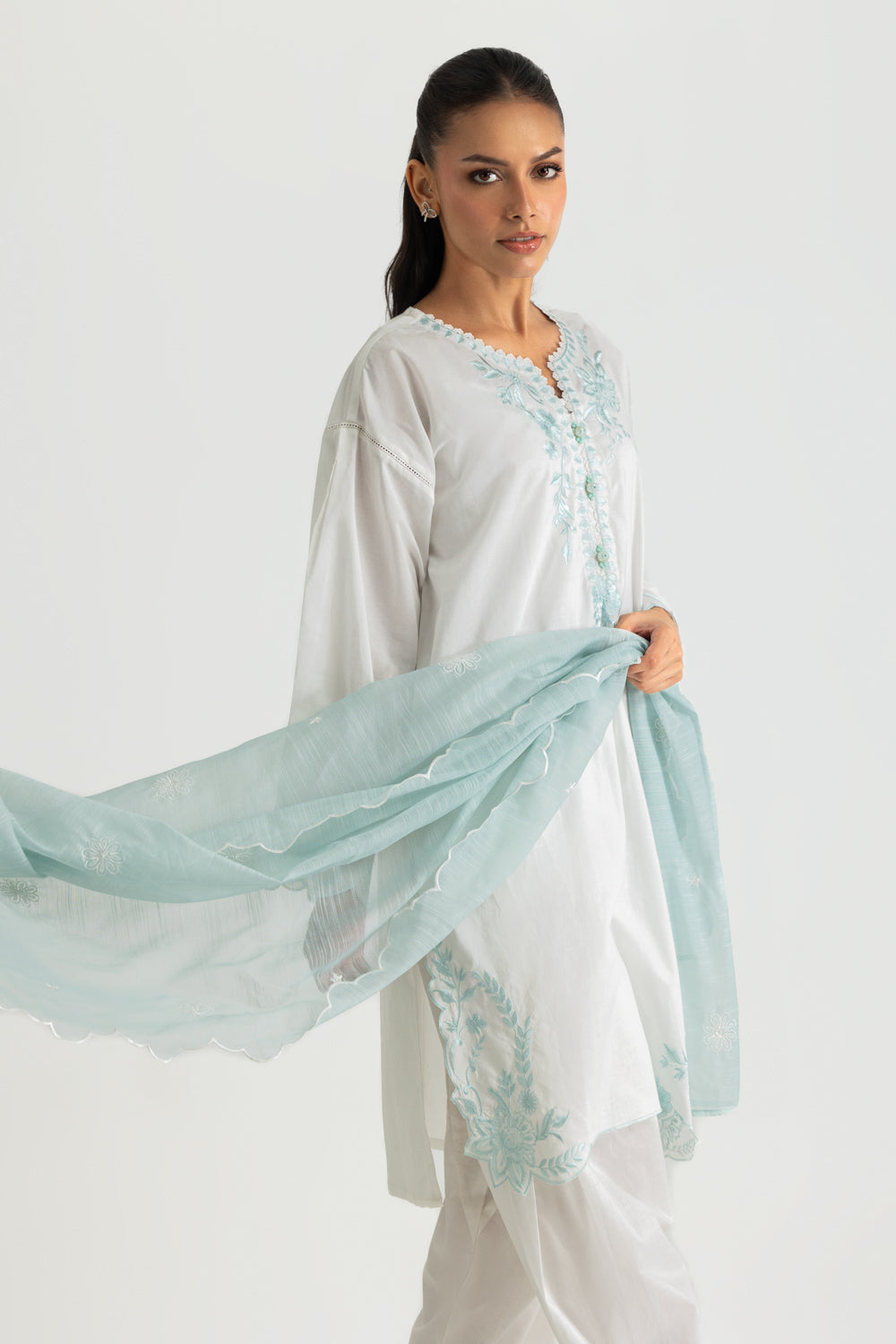 3PC Cambric Embroidered Suit