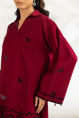 3PC Cambric Embroidered Suit With Printed Scarf IPST-SCF-77402