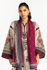 3PC Cambric Embroidered Suit With Printed Scarf IPST-SCF-77406