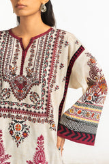 3PC Cambric Embroidered Suit With Printed Scarf IPST-SCF-77406