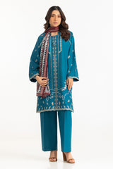 3PC Cambric Embroidered Suit With Scarf IPST-SCF-77405