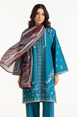 3PC Cambric Embroidered Suit With Scarf IPST-SCF-77405