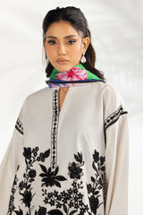 3PC Cambric Embroidered Suit With Scarf IPST-SCF-77408