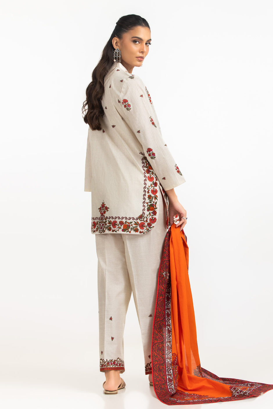 3PC Cambric Printed Shirt And Trouser With Scarf