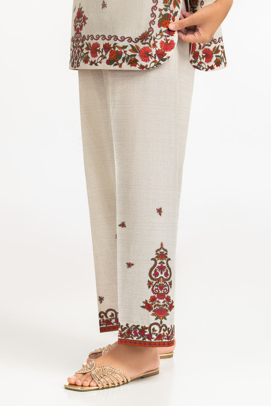3PC Cambric Printed Shirt And Trouser With Scarf
