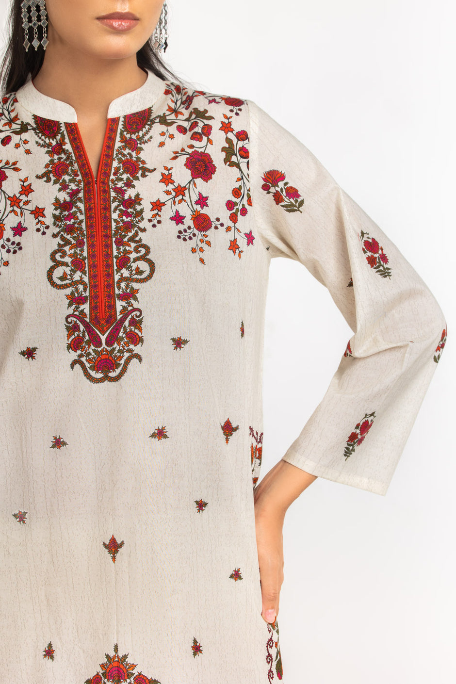 3PC Cambric Printed Shirt And Trouser With Scarf