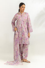 3PC Cambric Printed Suit With Embroidered IPSTD-77174