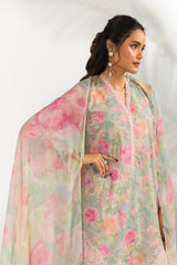 3PC Cambric Printed Suit With Embroidered IPSTD-77176