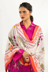 3PC Cambric Printed Suit With Scarf IPST-SCF-77396