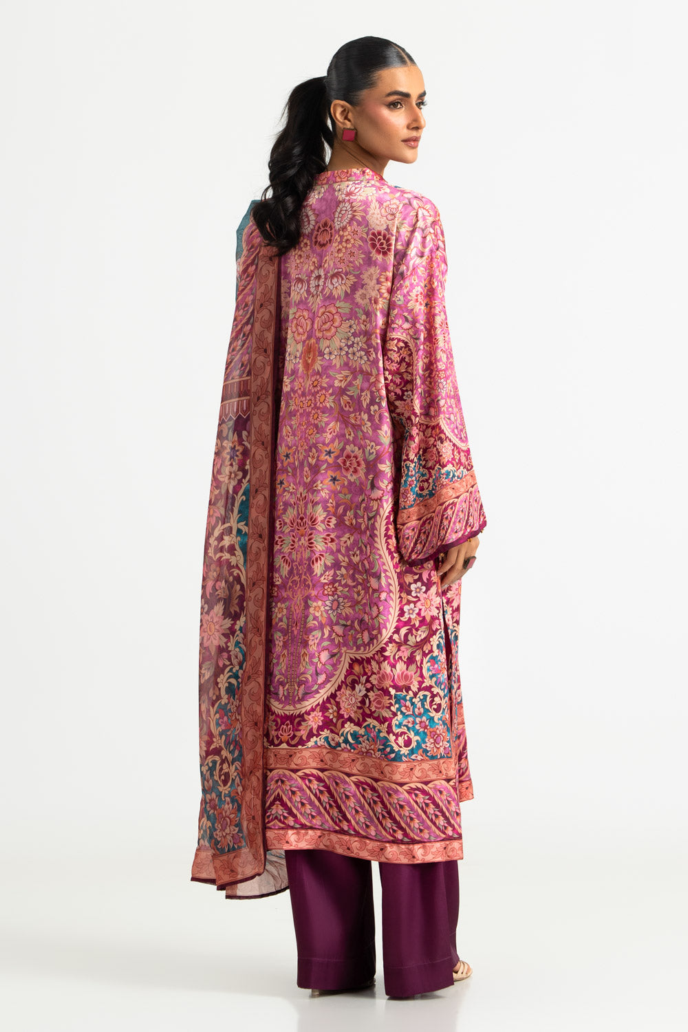 3PC Charmeuse Silk Printed Suit
